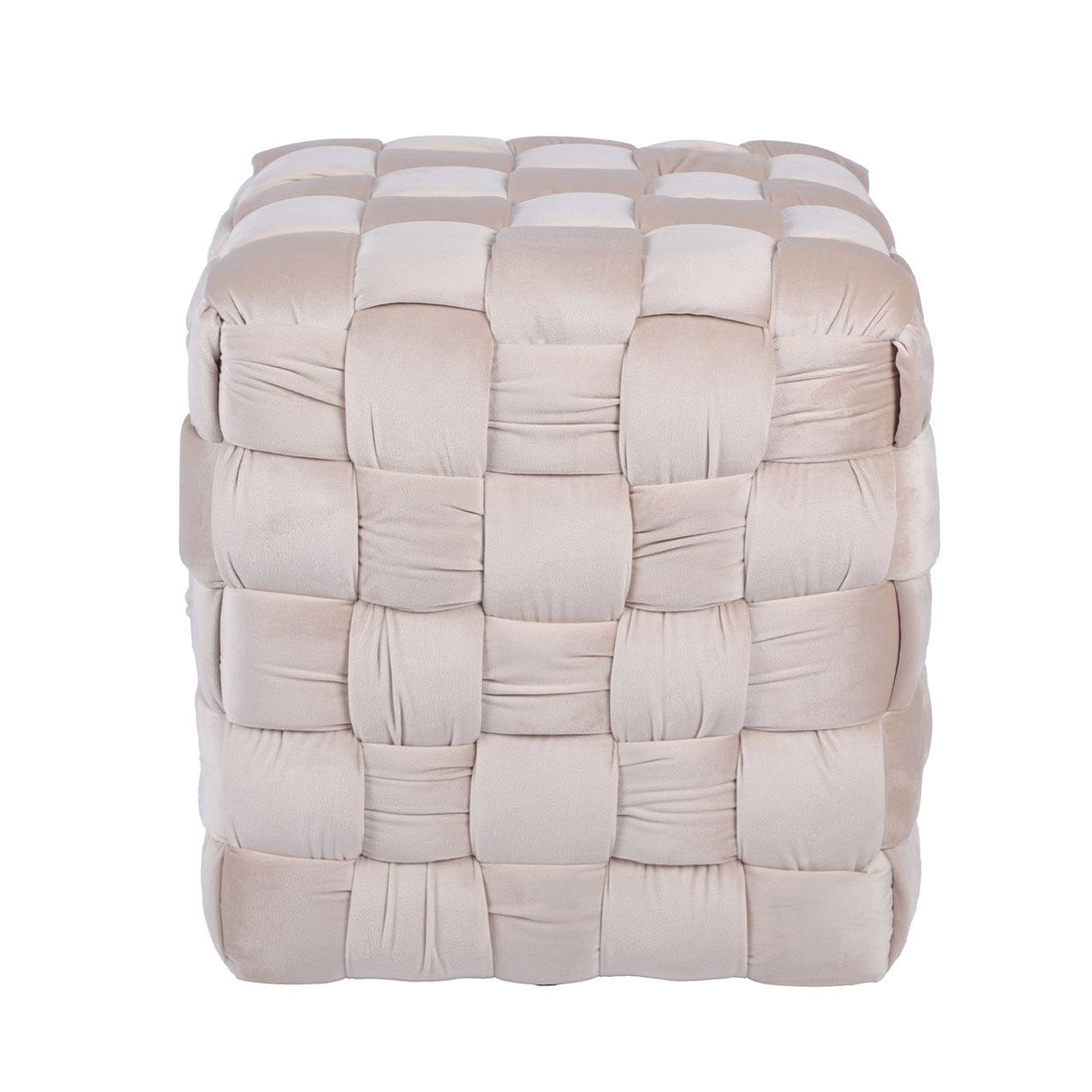 Dark Cream Velvet Woven Ottoman