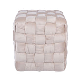 Dark Cream Velvet Woven Ottoman