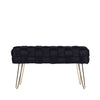 Black Velvet Woven Bench With Gold Legs - Kd