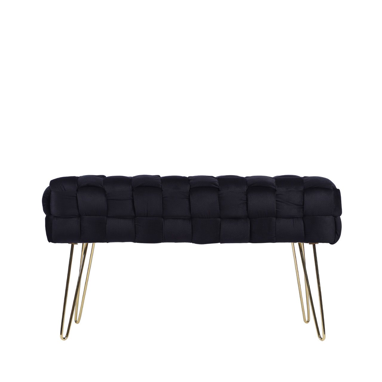 Black Velvet Woven Bench With Gold Legs - Kd