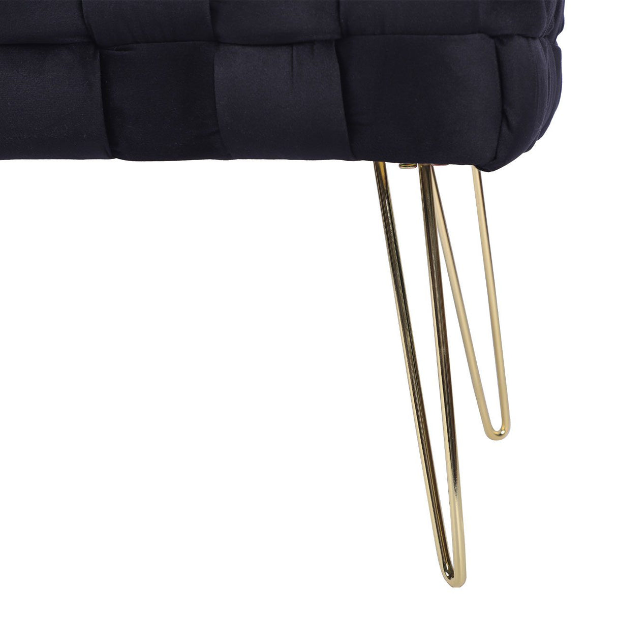 Black Velvet Woven Bench With Gold Legs - Kd