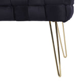 Black Velvet Woven Bench With Gold Legs - Kd