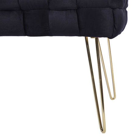 Black Velvet Woven Bench With Gold Legs - Kd