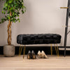 Black Velvet Woven Bench With Gold Legs - Kd