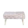 Dark Cream Velvet Woven Bench With Gold Legs-Kd