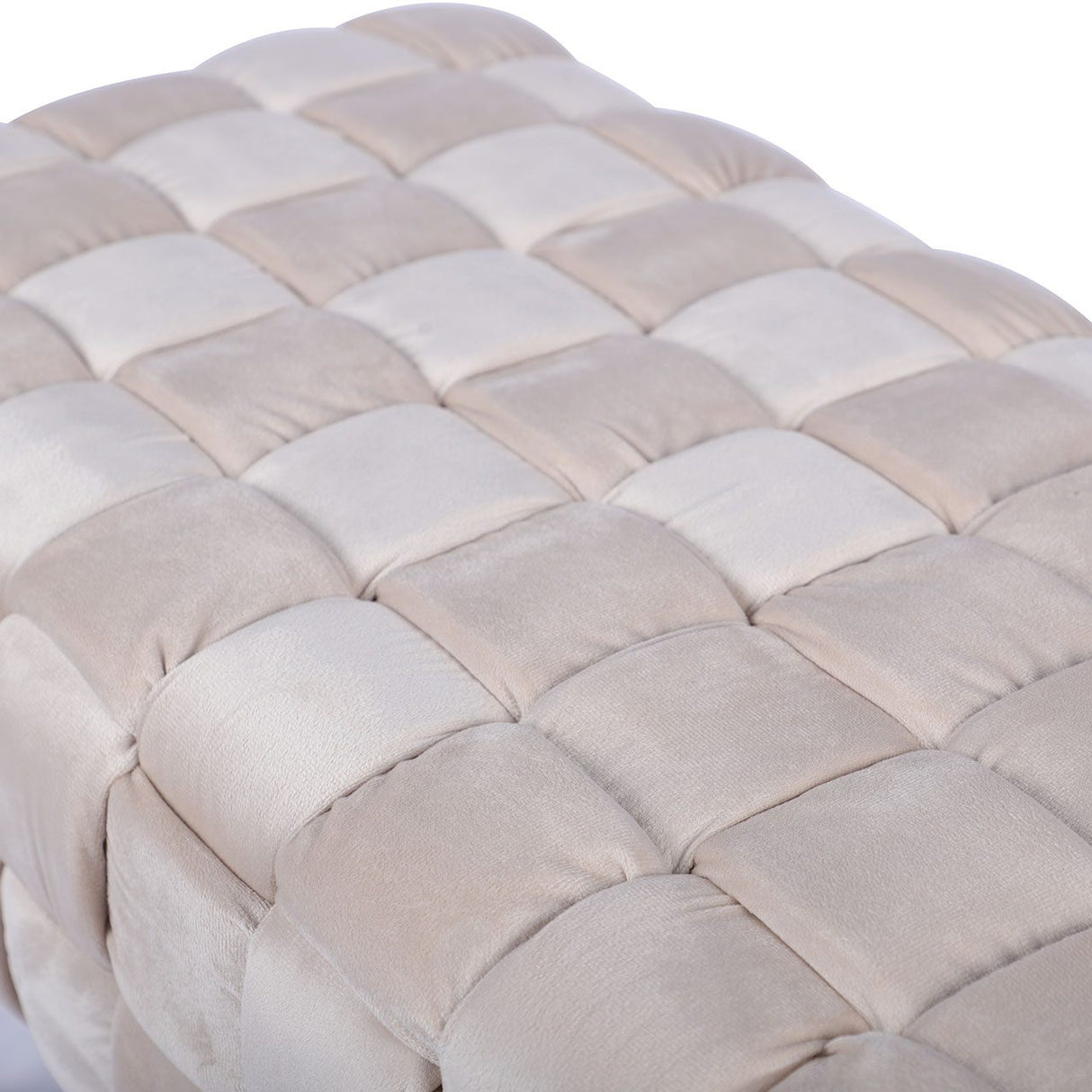 Dark Cream Velvet Woven Bench With Gold Legs-Kd