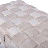 Dark Cream Velvet Woven Bench With Gold Legs-Kd