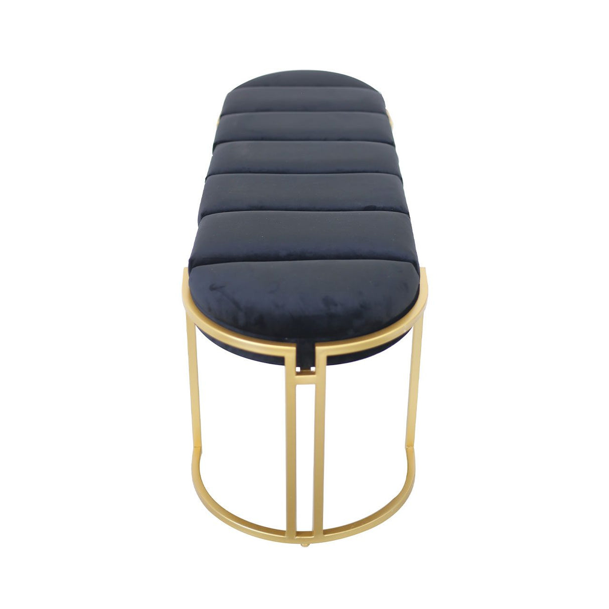 Black Velvet Tufted Bench With Gold Legs - Kd