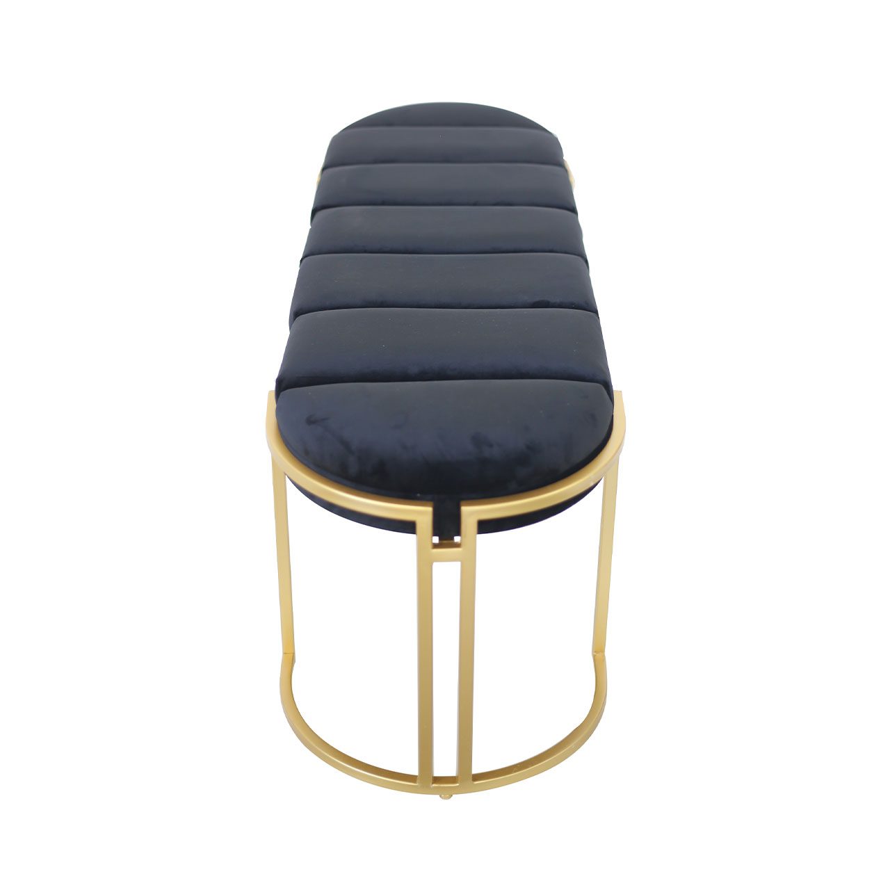 Black Velvet Tufted Bench With Gold Legs - Kd