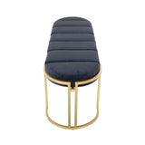 Black Velvet Tufted Bench With Gold Legs - Kd