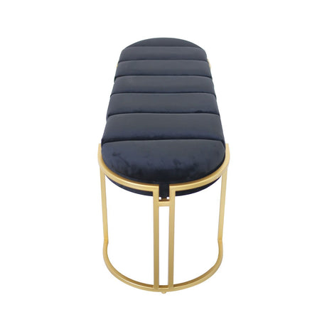 Black Velvet Tufted Bench With Gold Legs - Kd
