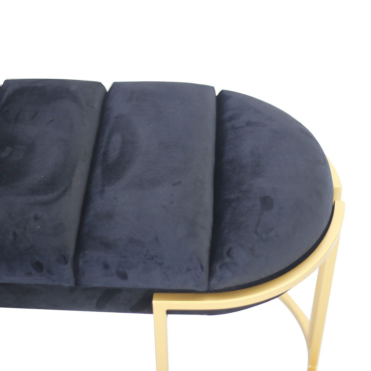 Black Velvet Tufted Bench With Gold Legs - Kd
