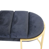 Black Velvet Tufted Bench With Gold Legs - Kd
