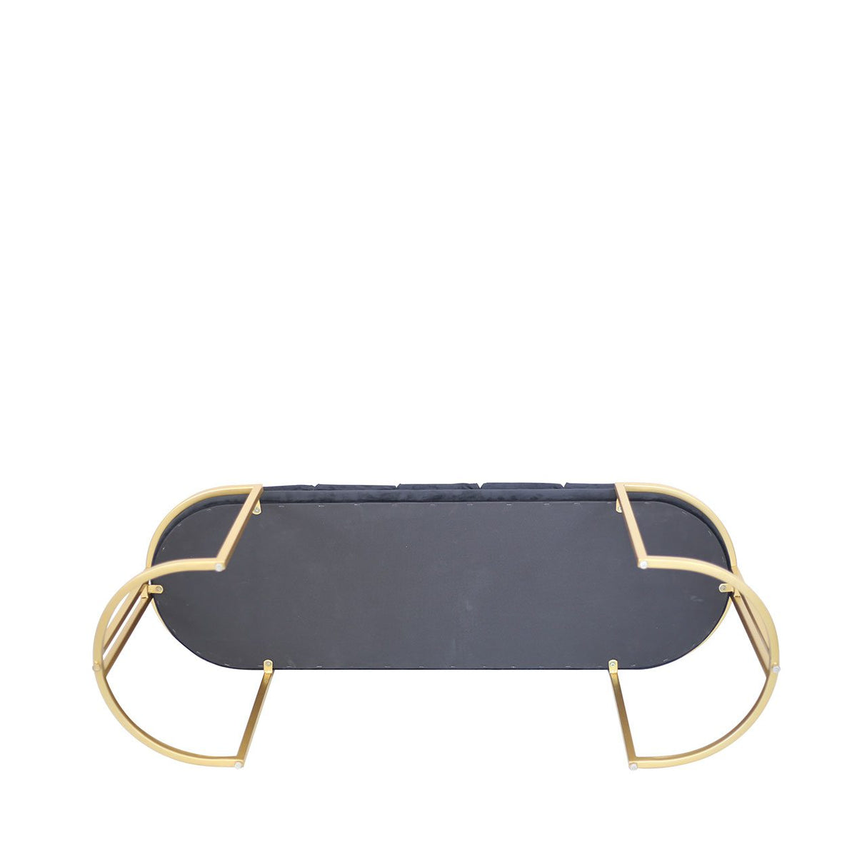 Black Velvet Tufted Bench With Gold Legs - Kd