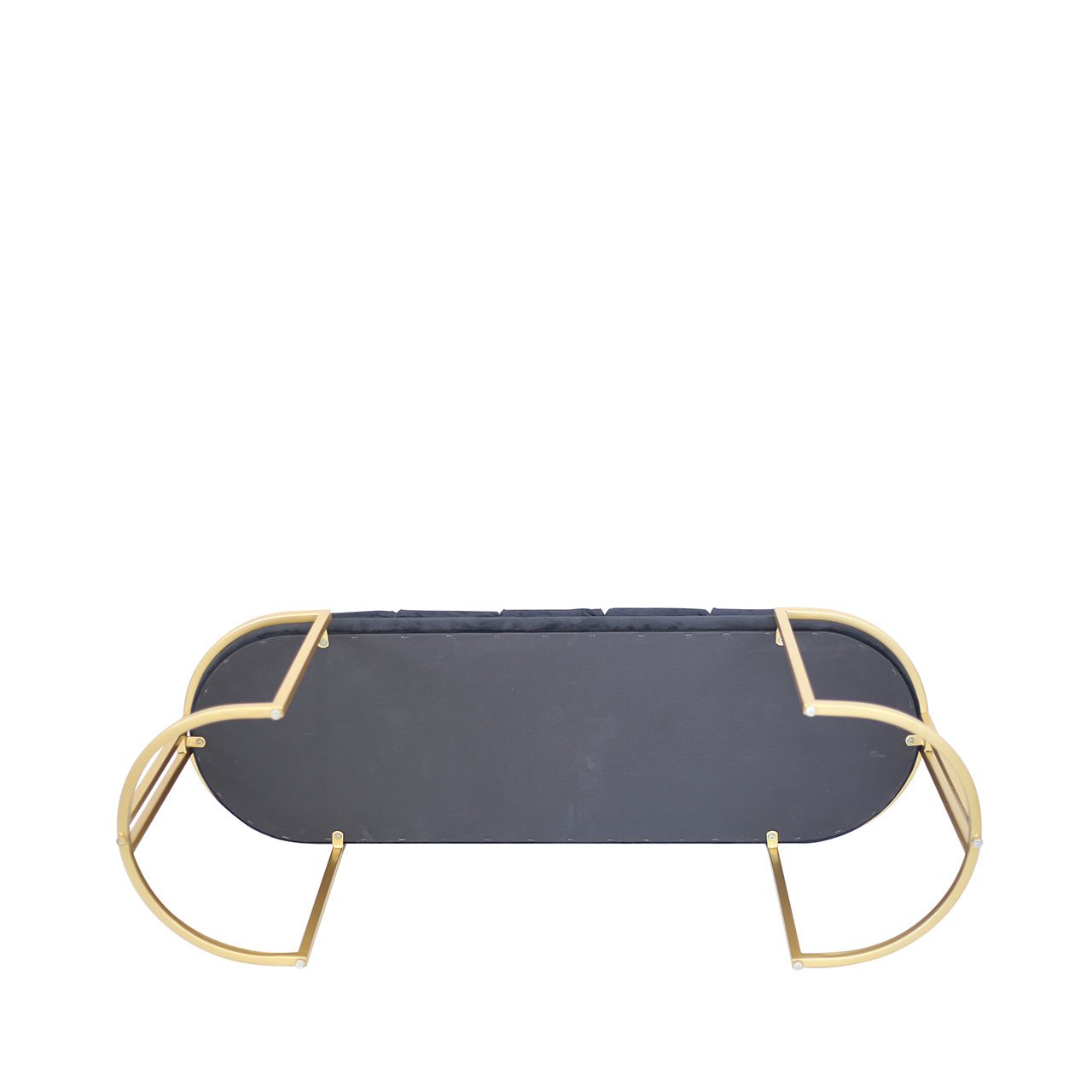 Black Velvet Tufted Bench With Gold Legs - Kd