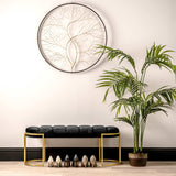 Black Velvet Tufted Bench With Gold Legs - Kd