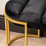 Black Velvet Tufted Bench With Gold Legs - Kd