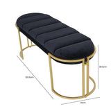 Black Velvet Tufted Bench With Gold Legs - Kd
