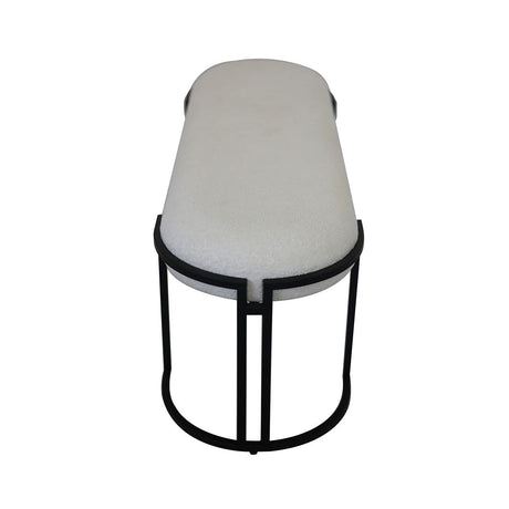 White Boucle Bench With Black Legs - Kd