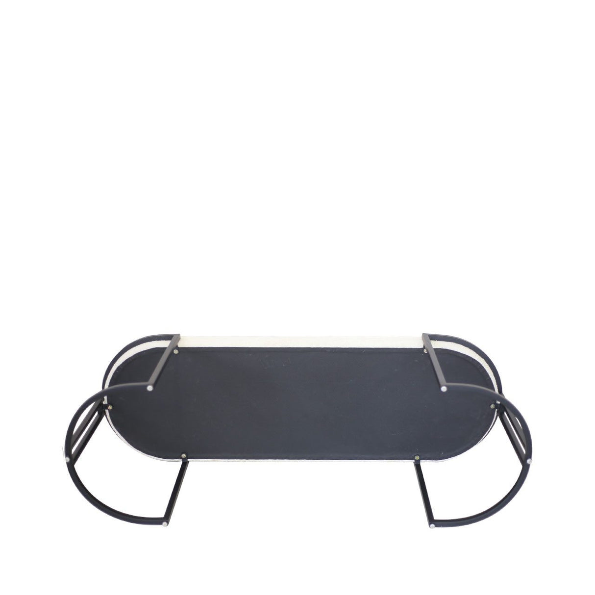White Boucle Bench With Black Legs - Kd