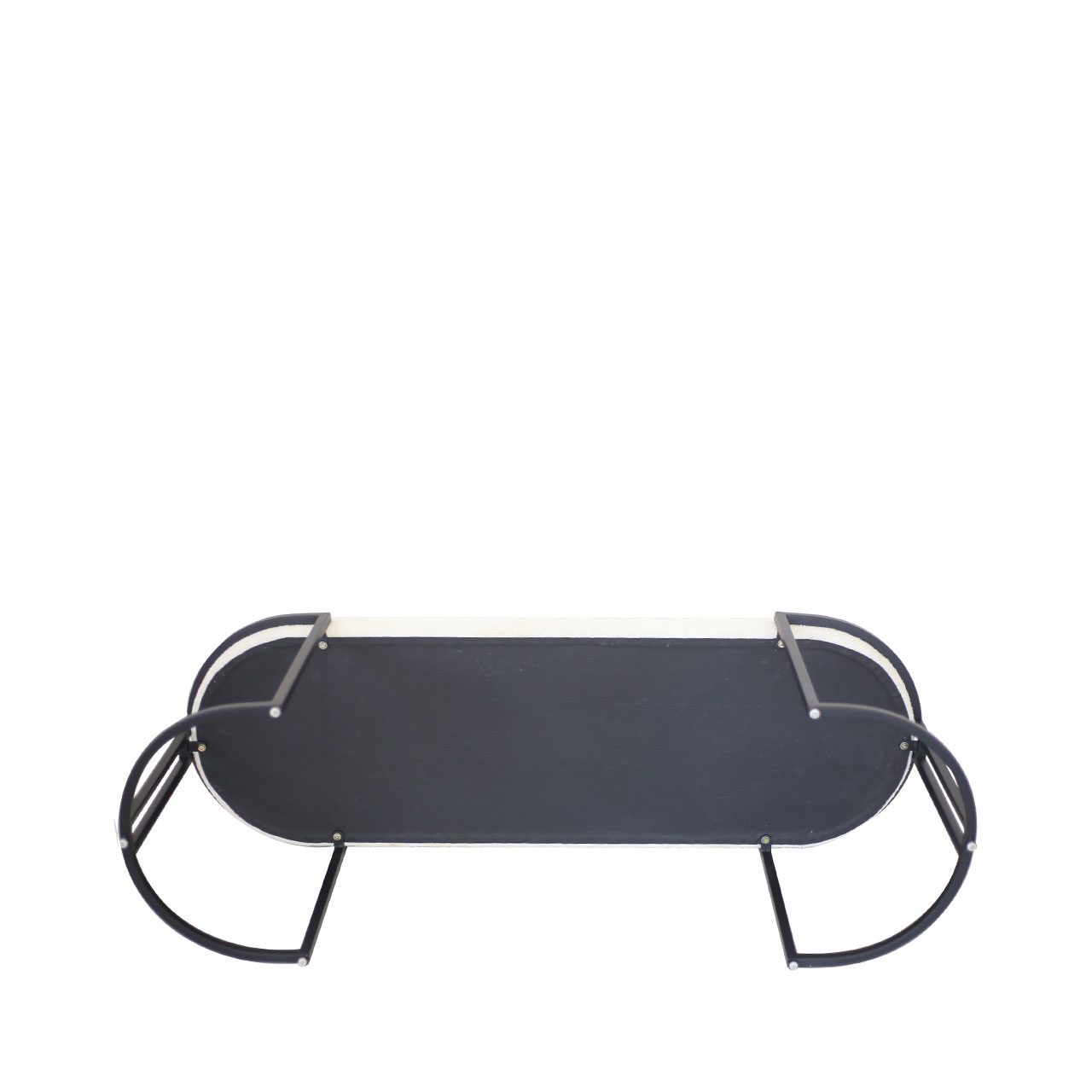 White Boucle Bench With Black Legs - Kd