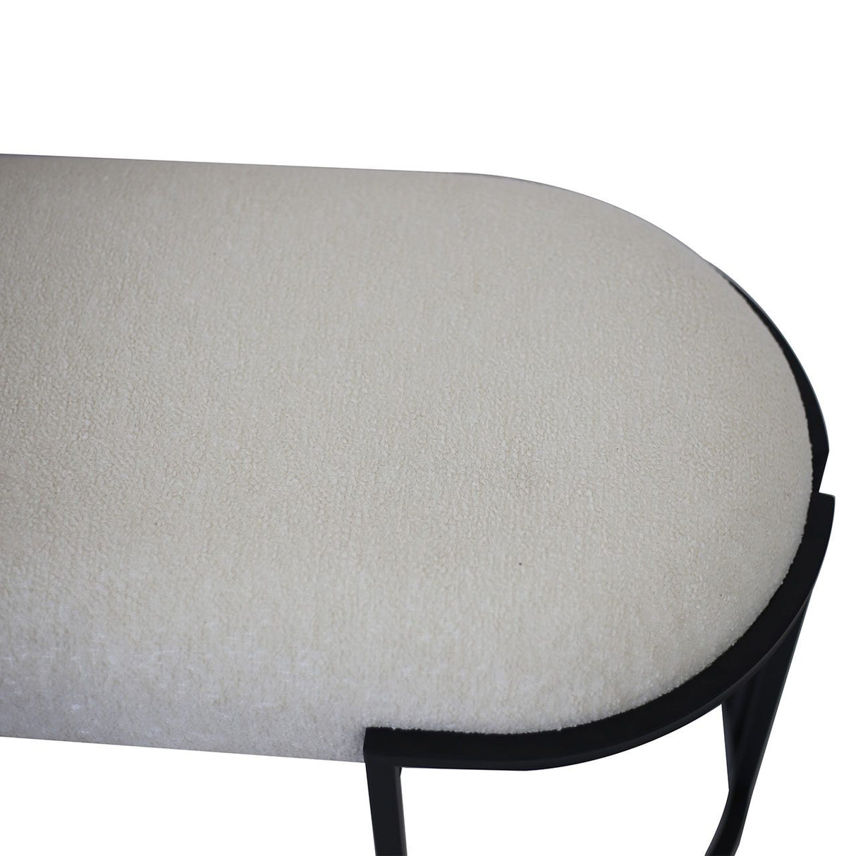 White Boucle Bench With Black Legs - Kd