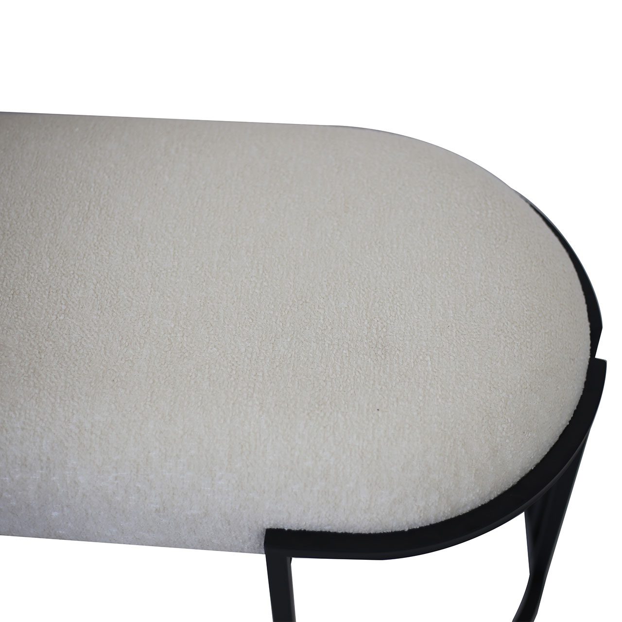 White Boucle Bench With Black Legs - Kd