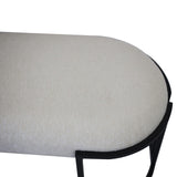 White Boucle Bench With Black Legs - Kd