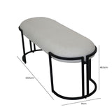 White Boucle Bench With Black Legs - Kd