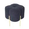 Black Velvet Clover Ottoman With Gold Legs