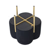 Black Velvet Clover Ottoman With Gold Legs