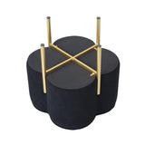 Black Velvet Clover Ottoman With Gold Legs