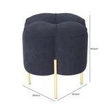 Black Velvet Clover Ottoman With Gold Legs