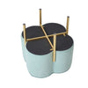 Aqua Blue Velvet Clover Ottoman With Gold Legs