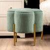 Aqua Blue Velvet Clover Ottoman With Gold Legs