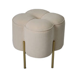 Cream Velvet Clover Ottoman With Gold Legs