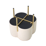 Cream Velvet Clover Ottoman With Gold Legs