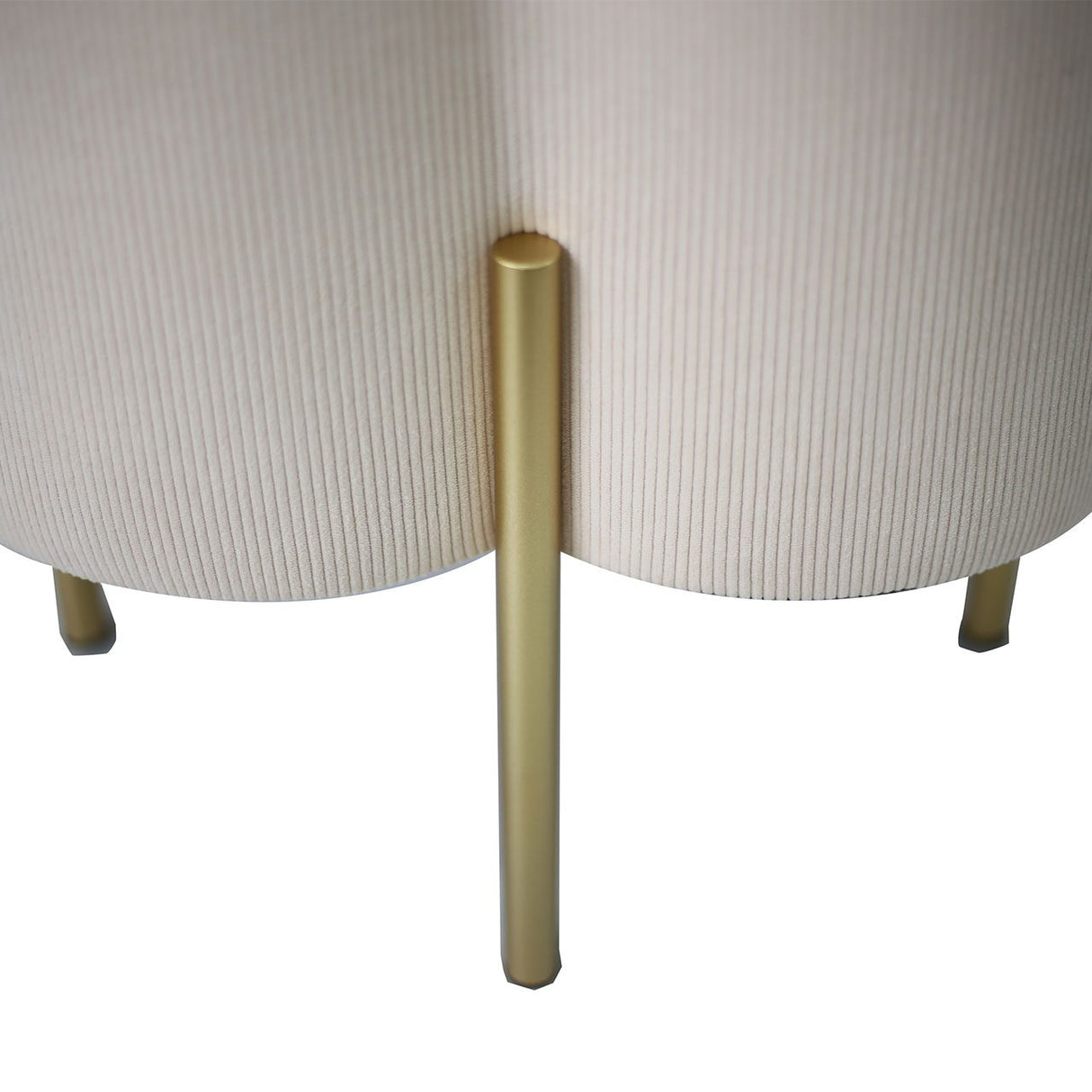 Cream Velvet Clover Ottoman With Gold Legs