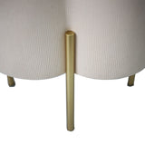 Cream Velvet Clover Ottoman With Gold Legs