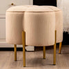 Cream Velvet Clover Ottoman With Gold Legs