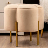 Cream Velvet Clover Ottoman With Gold Legs