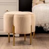 Cream Velvet Clover Ottoman With Gold Legs