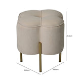 Cream Velvet Clover Ottoman With Gold Legs