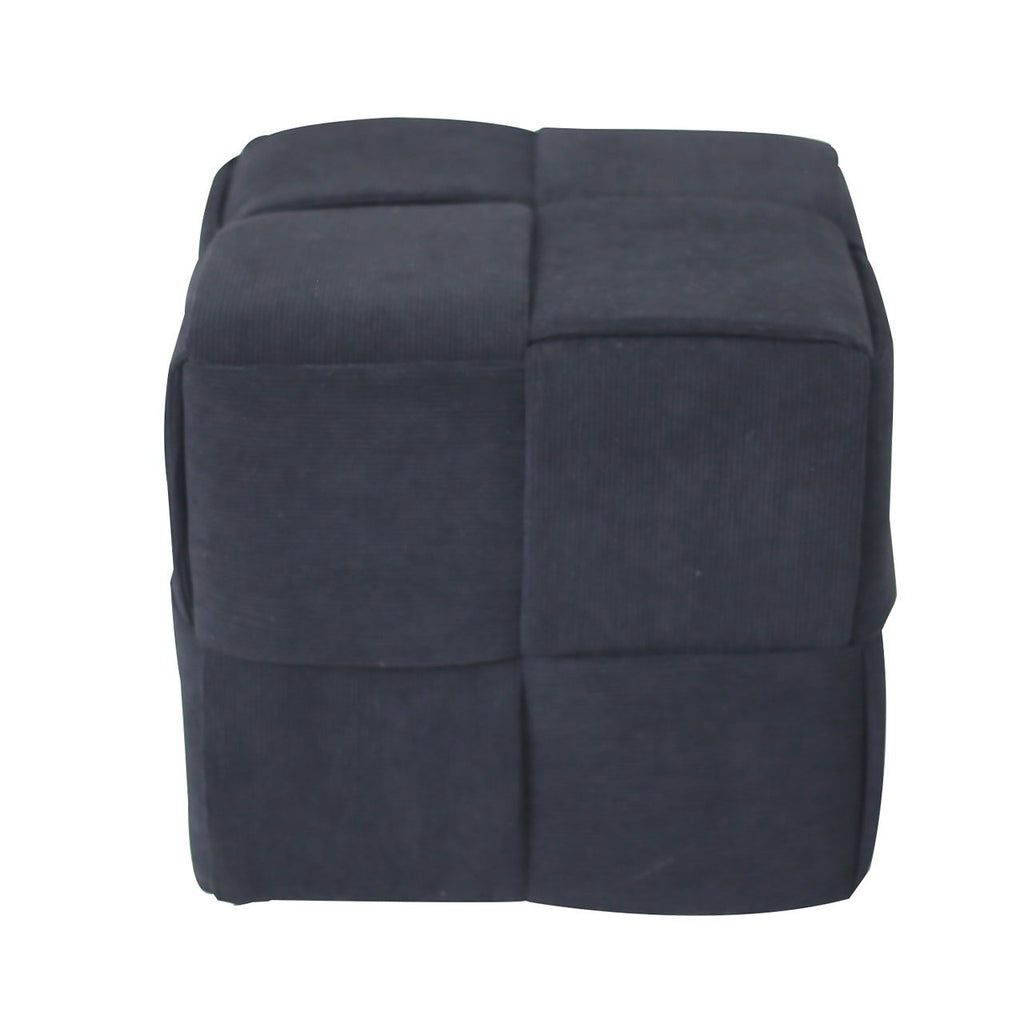 Black Velvet Square Woven Ottoman