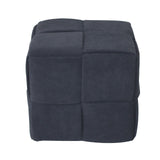 Black Velvet Square Woven Ottoman