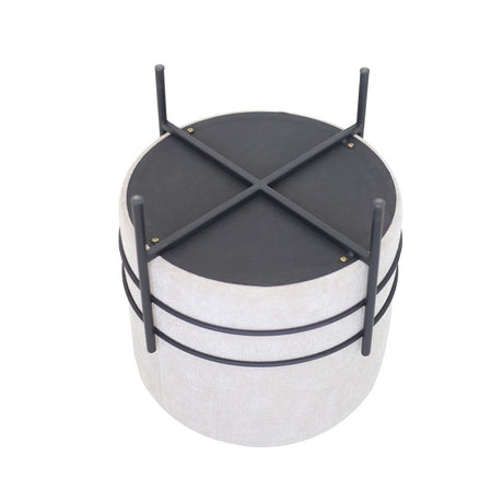 Grey Linen Ottoman With Black Legs