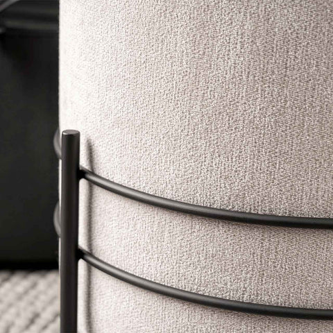Grey Linen Ottoman With Black Legs