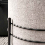 Grey Linen Ottoman With Black Legs