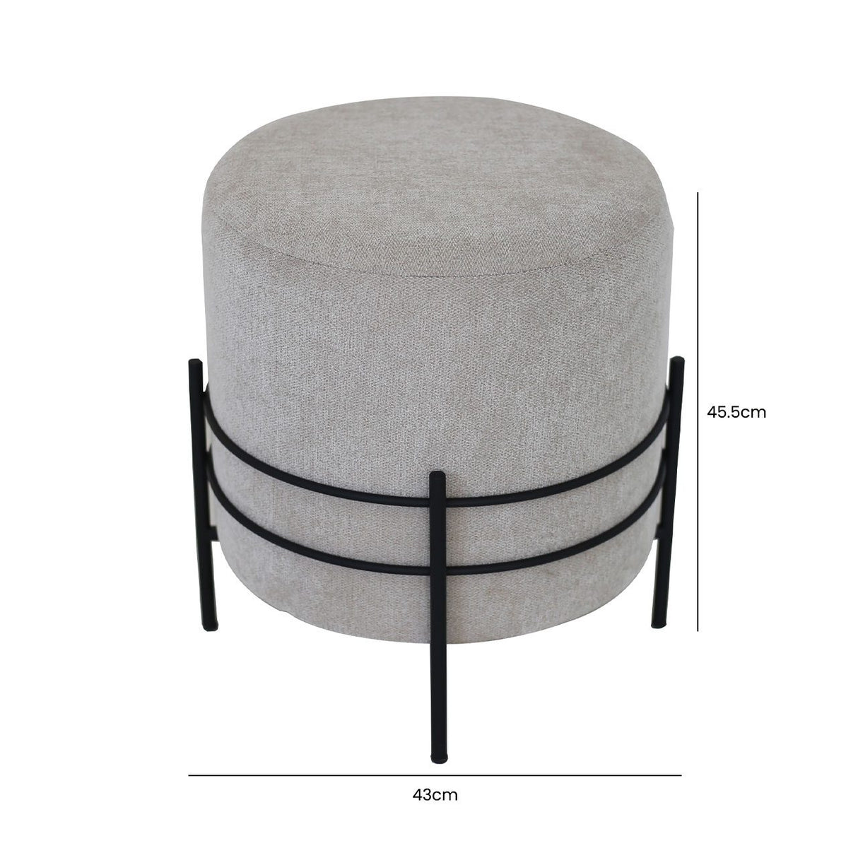 Grey Linen Ottoman With Black Legs