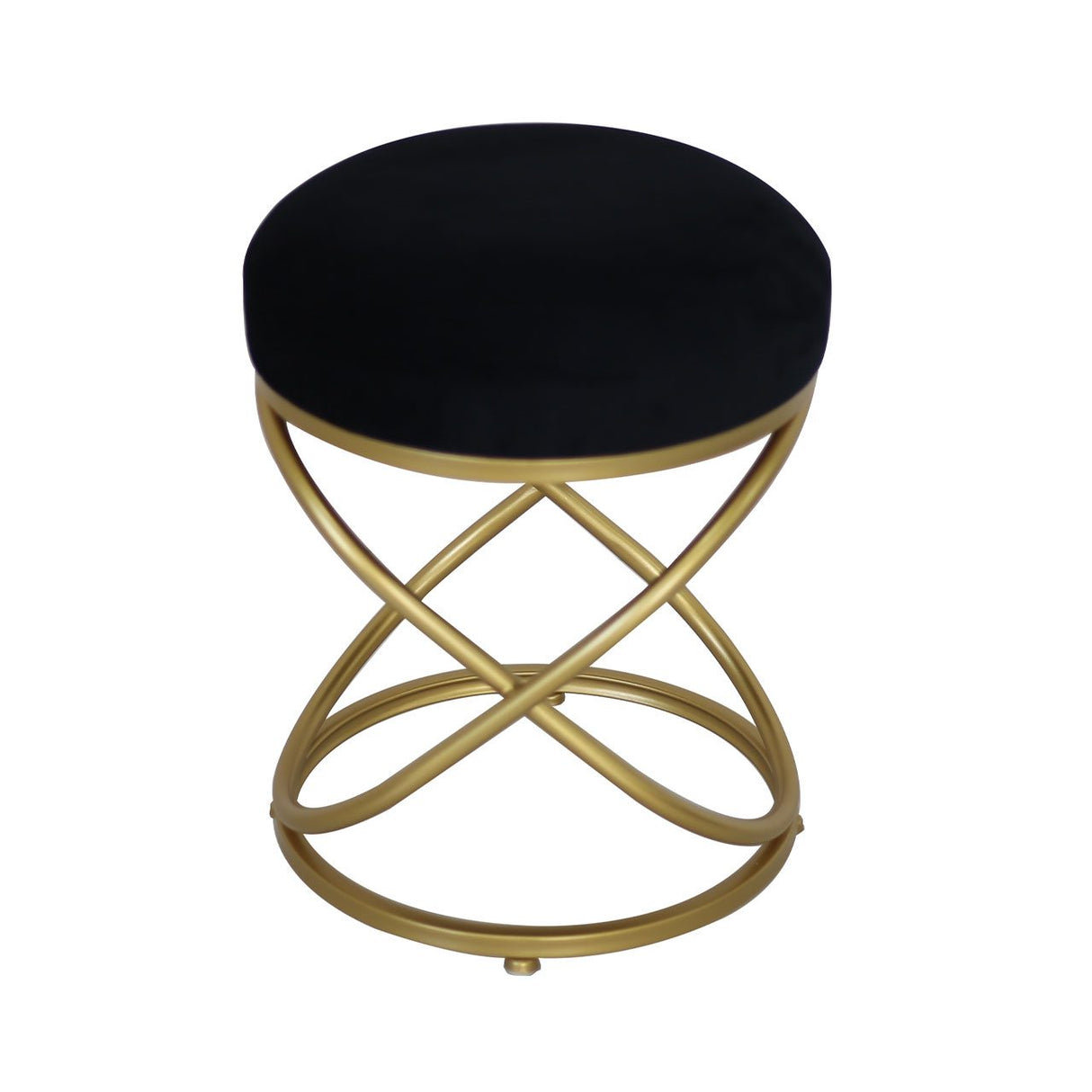 Black Velvet Rizzo Stool With Gold Legs
